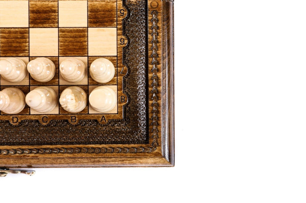 Wooden Carved Style Chess Set & Backgammon — 30 cm | 11.8" - Unumperfectus