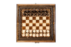 Carved Style chess and backgammon set - angled view showing the craftsmanship