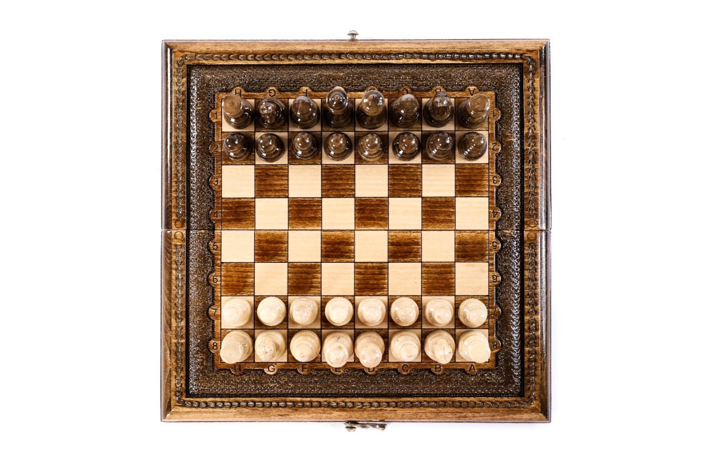 Wooden Carved Style Chess Set & Backgammon — 30 cm | 11.8" - Unumperfectus