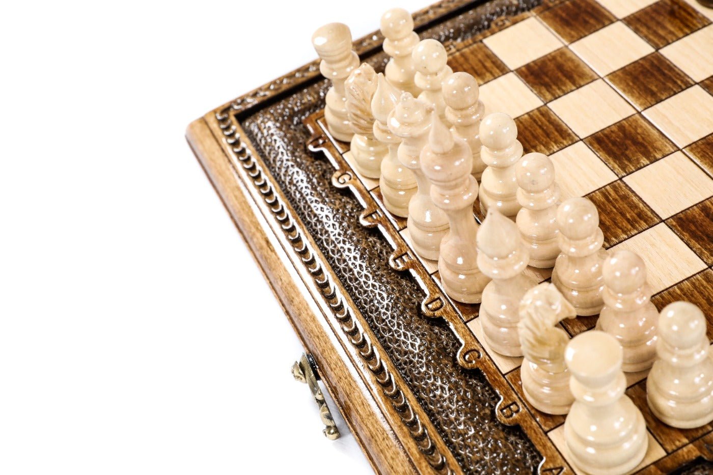 Wooden Carved Style Chess Set & Backgammon — 30 cm | 11.8" - Unumperfectus