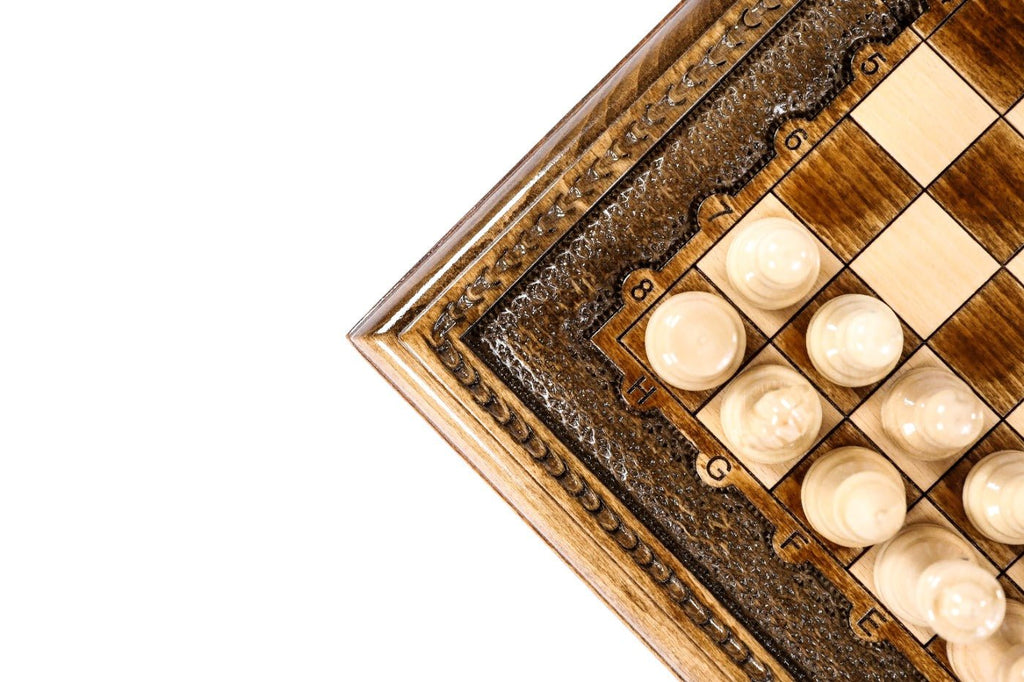 Wooden Carved Style Chess Set & Backgammon — 30 cm | 11.8" - Unumperfectus