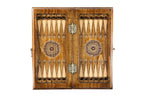 Carved Style chess and backgammon set - corner detail of the board