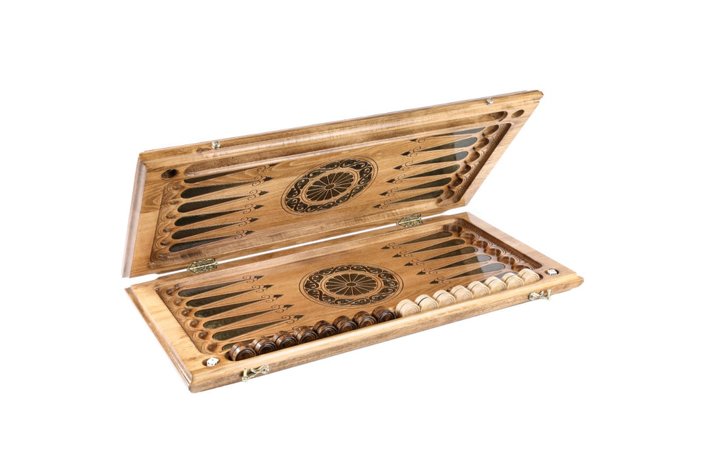 Backgammon Board - Pomegranate Tree & Green Epoxy