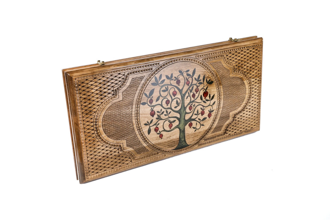 Backgammon Board - Pomegranate Tree & Green Epoxy