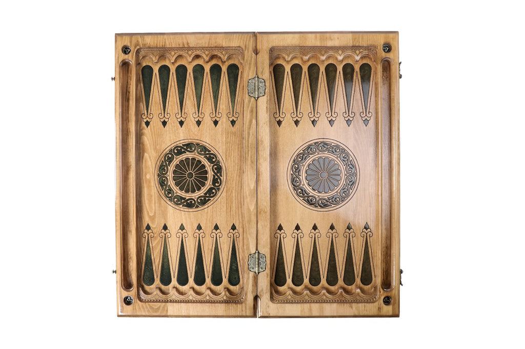 Backgammon Board - Pomegranate Tree & Green Epoxy