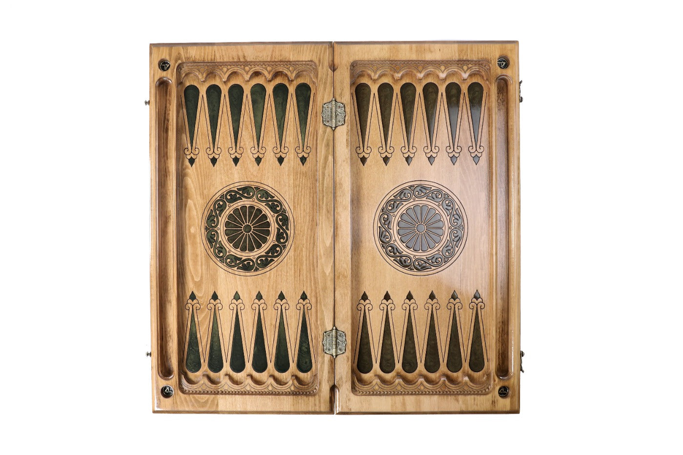 Backgammon Board - Pomegranate Tree & Green Epoxy