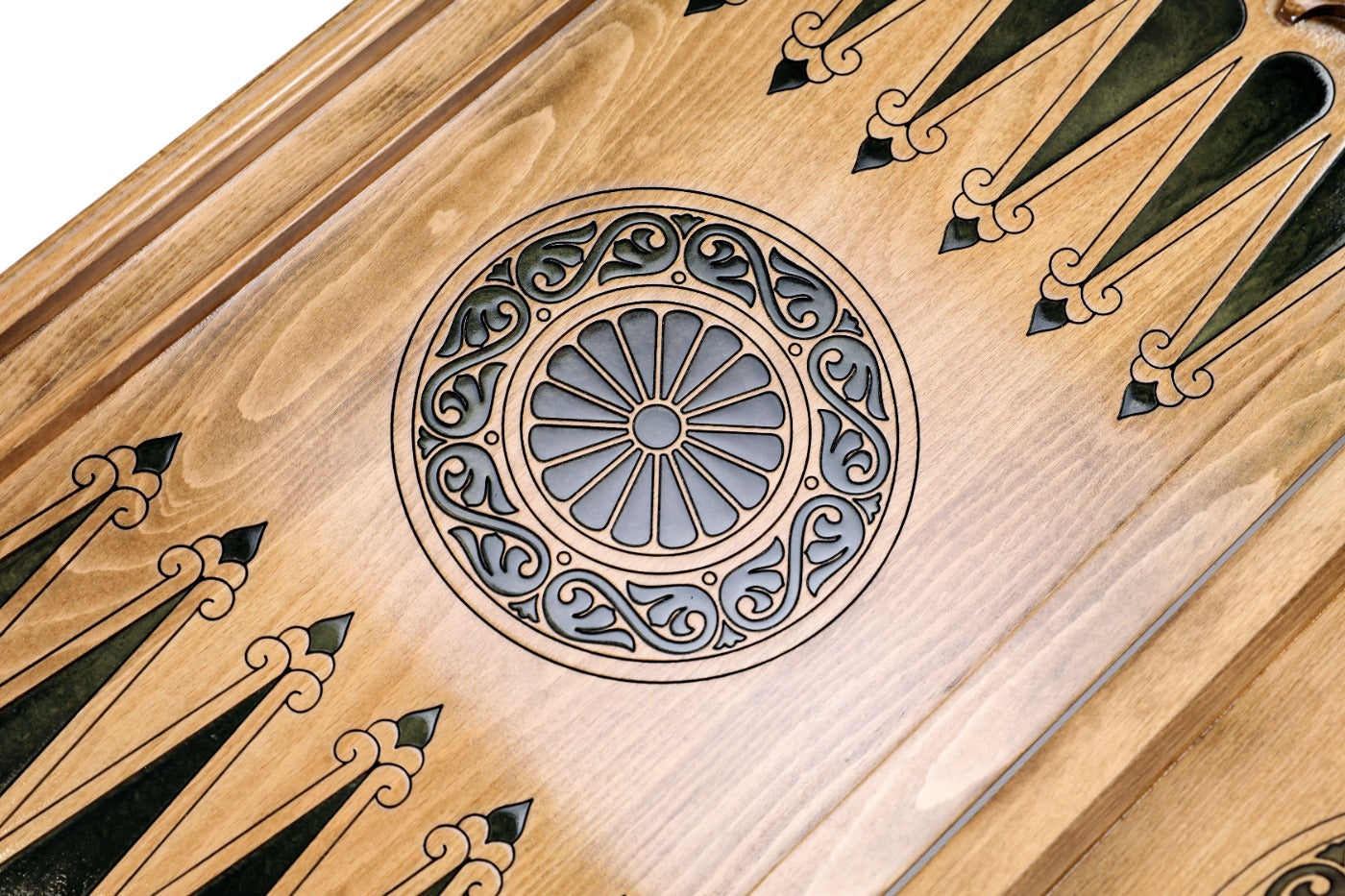 Backgammon Board - Pomegranate Tree & Green Epoxy