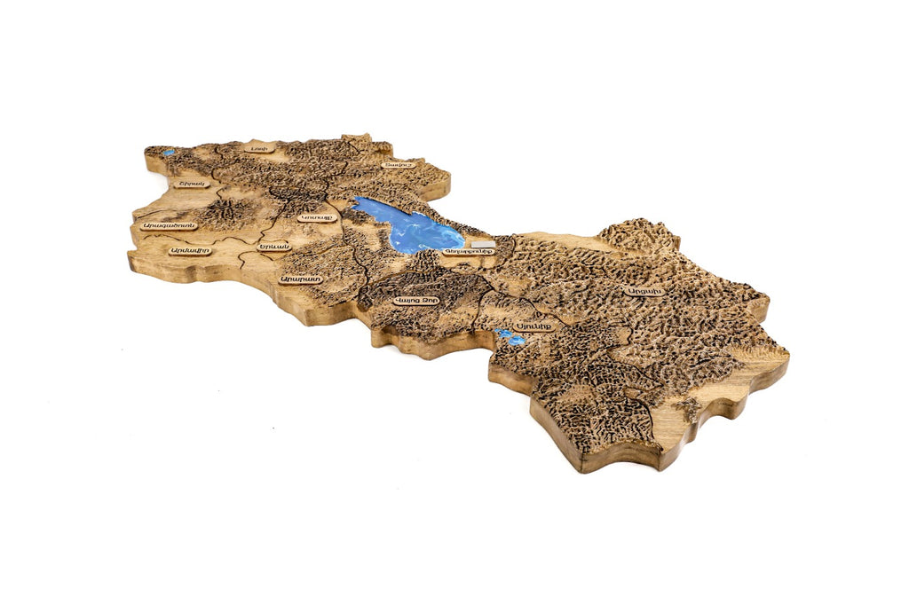 Wooden map of Armenia and Artsakh — detail view