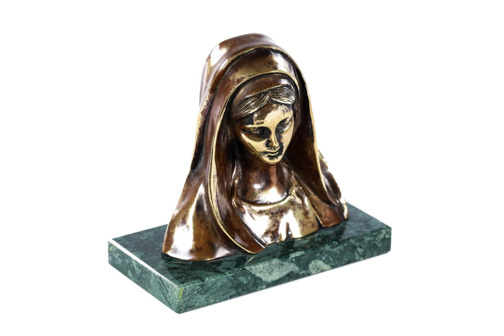 Bronze Bust of Mary sculpture — detail view