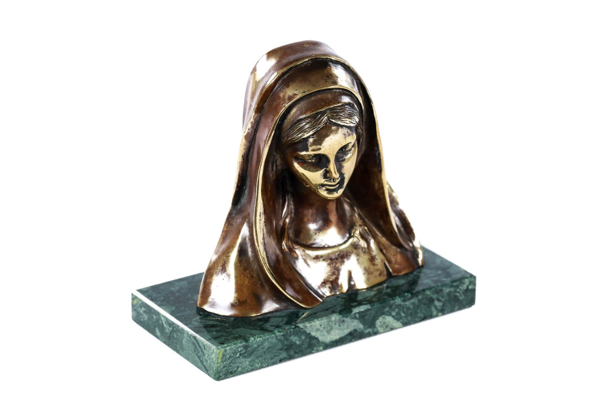 Bronze Bust of Mary sculpture — detail view
