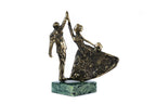 Handmade bronze Wedding Waltz sculpture with Indian marble, 4.7" / 12 cm, by Hrachya Ohanyan