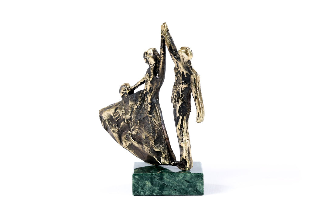 Bronze Wedding Waltz sculpture with Indian marble — back view