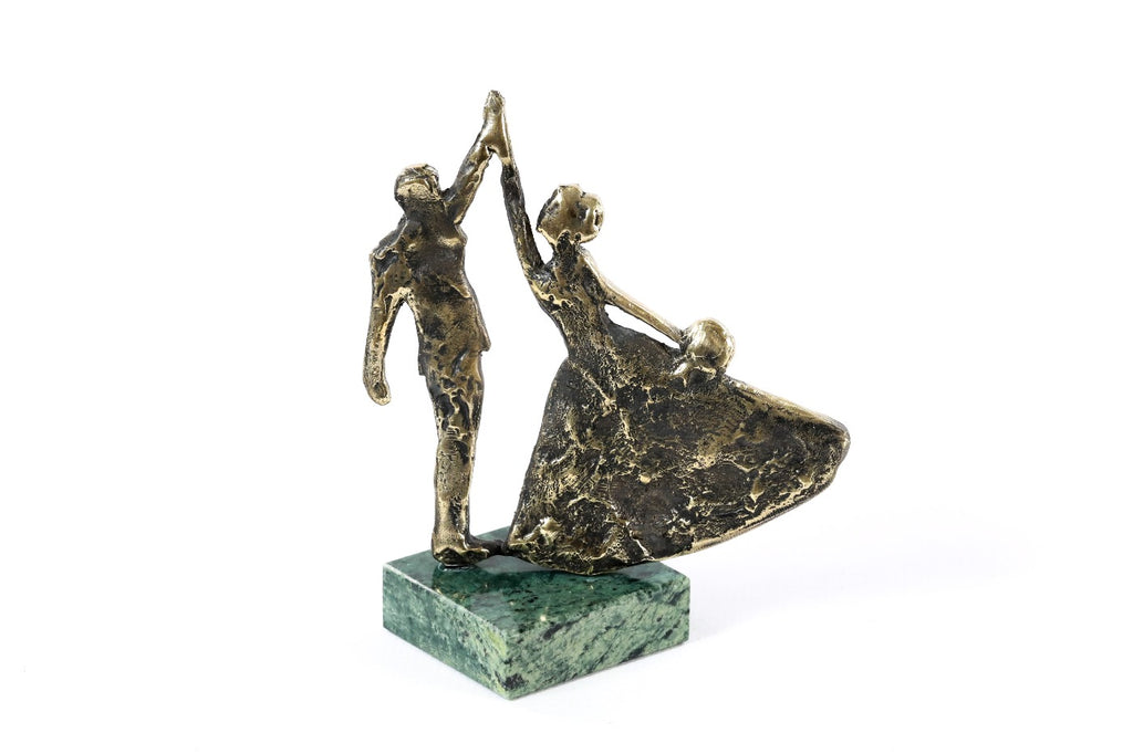Handmade bronze Wedding Waltz sculpture, 4.7" / 12 cm — full view