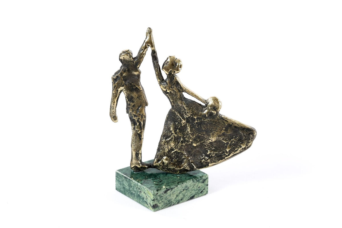 Handmade bronze Wedding Waltz sculpture, 4.7" / 12 cm — full view
