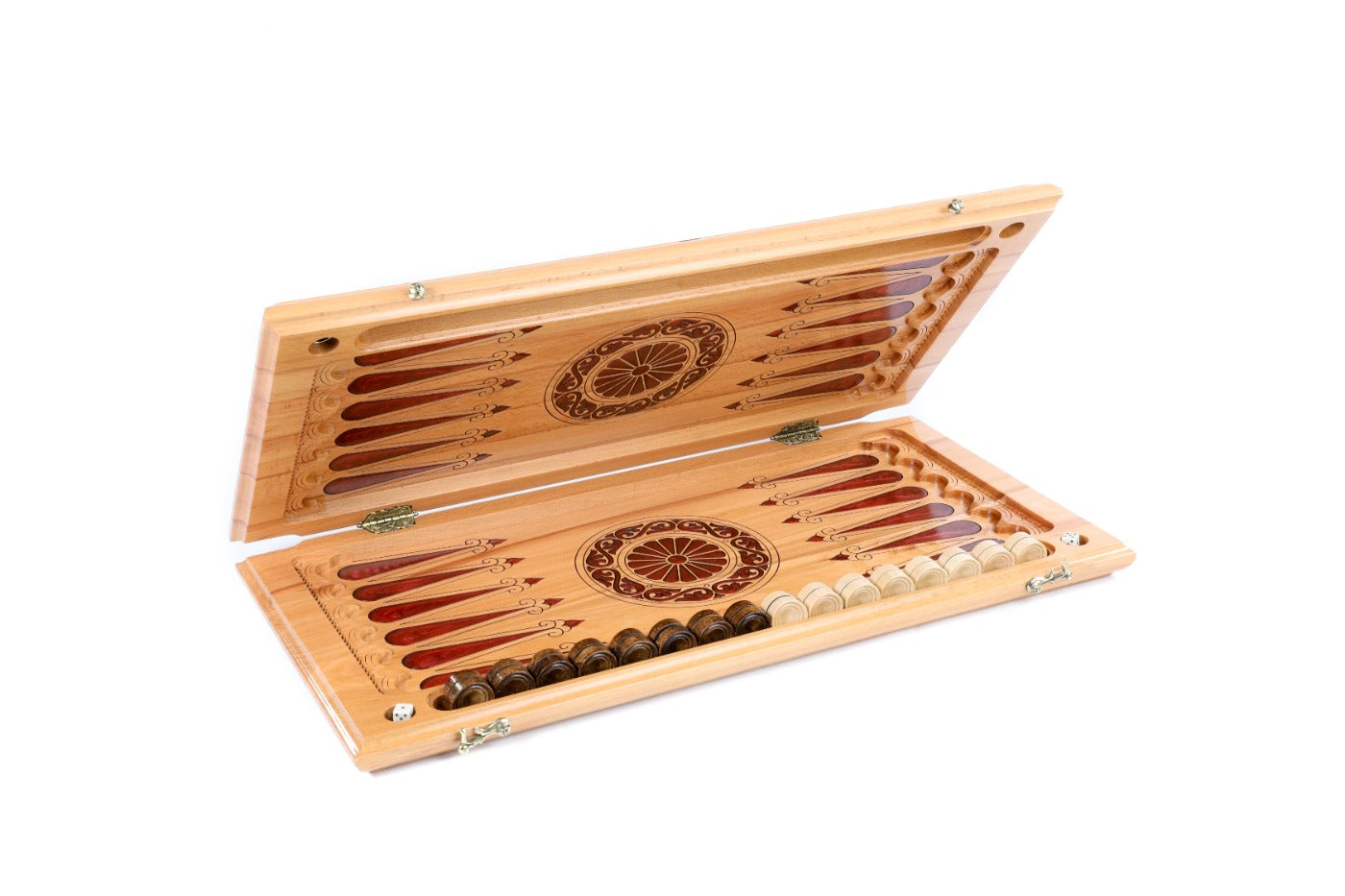 Backgammon Board - Pomegranate Tree & Red Epoxy Wooden Design