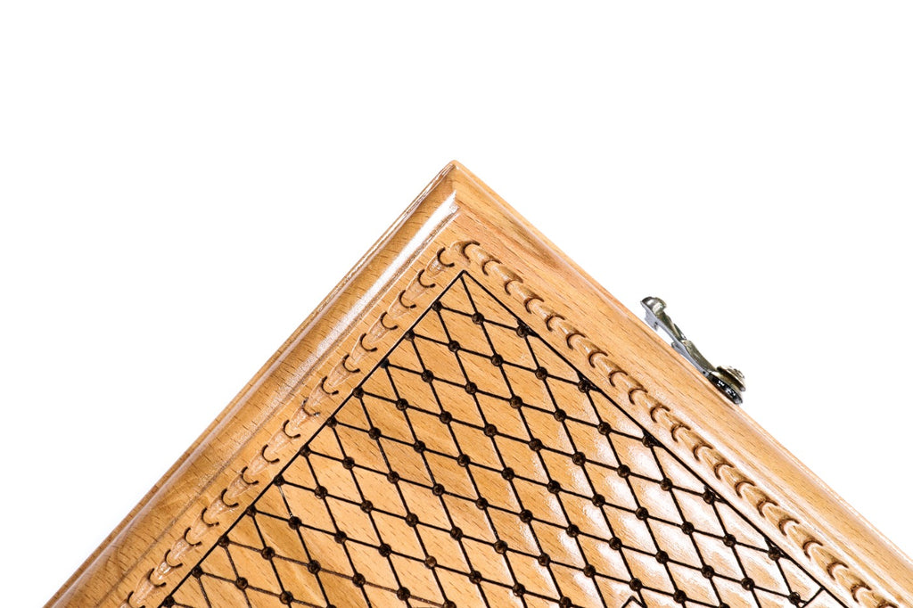 Backgammon Board - Pomegranate Tree & Red Epoxy Wooden Design