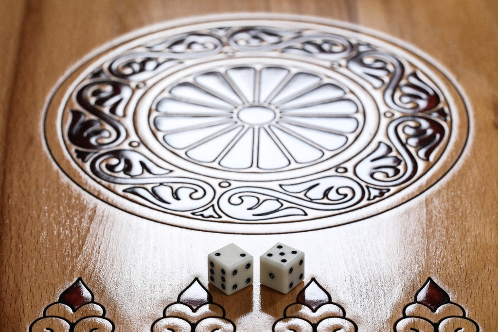 Backgammon Board - Pomegranate Tree & Red Epoxy Wooden Design