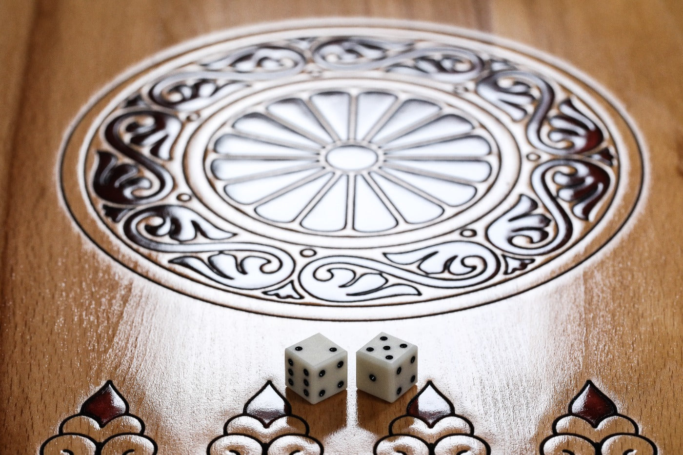 Backgammon Board - Pomegranate Tree & Red Epoxy Wooden Design