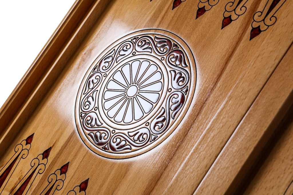 Backgammon Board - Pomegranate Tree & Red Epoxy Wooden Design