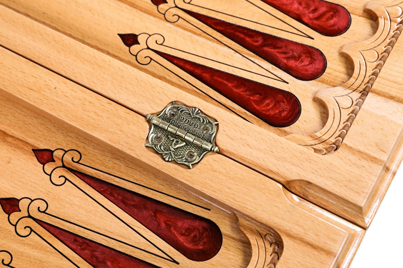 Backgammon Board - Pomegranate Tree & Red Epoxy Wooden Design