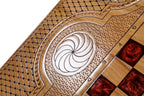 Backgammon Board - Pomegranate Tree & Red Epoxy Wooden Design - Unumperfectus