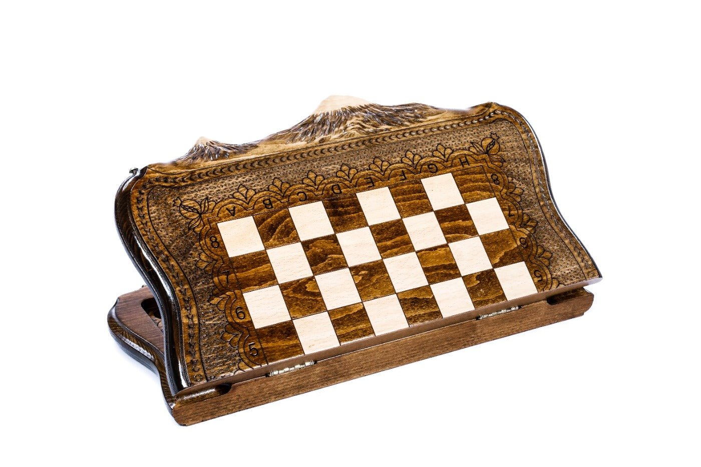 Carved Wooden Chess & Backgammon With Mount Ararat Outline 50 cm | 19.7" - Unumperfectus