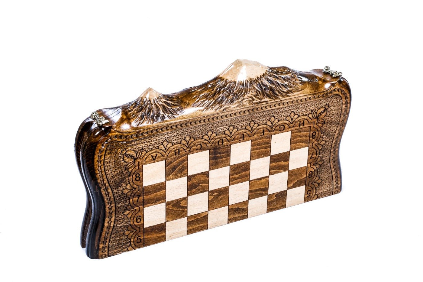 Carved Wooden Chess & Backgammon With Mount Ararat Outline 50 cm | 19.7" - Unumperfectus