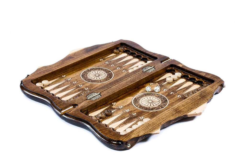 Premium luxury wooden chess set with Armenian Mount Ararat artistic outline