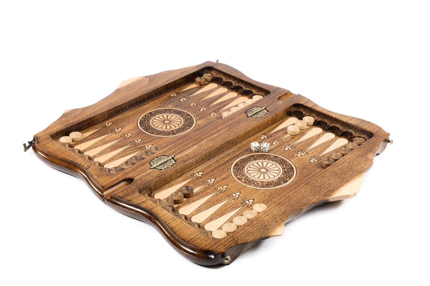 Premium luxury wooden chess set with Armenian Mount Ararat artistic outline