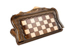Carved Style chess and backgammon set in wood by Hrachya Ohanyan