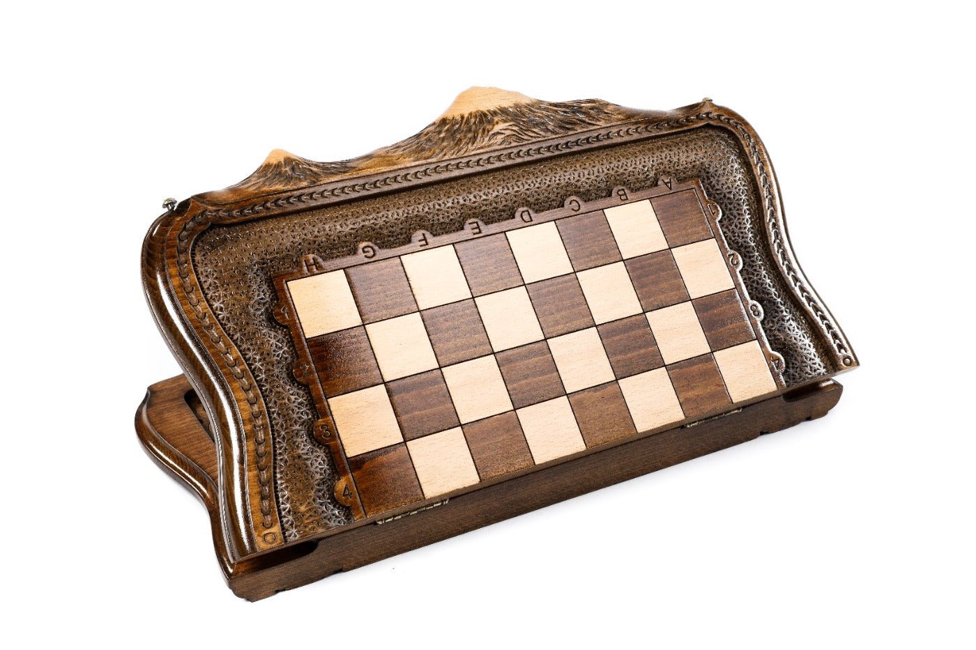 Wooden Carved Style Chess Set & Backgammon Board 40 cm | 15.6" - Unumperfectus