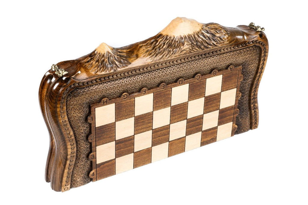 Wooden Carved Style Chess Set & Backgammon Board 40 cm | 15.6" - Unumperfectus