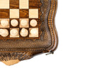 Carved Style chess and backgammon set - side profile of the board
