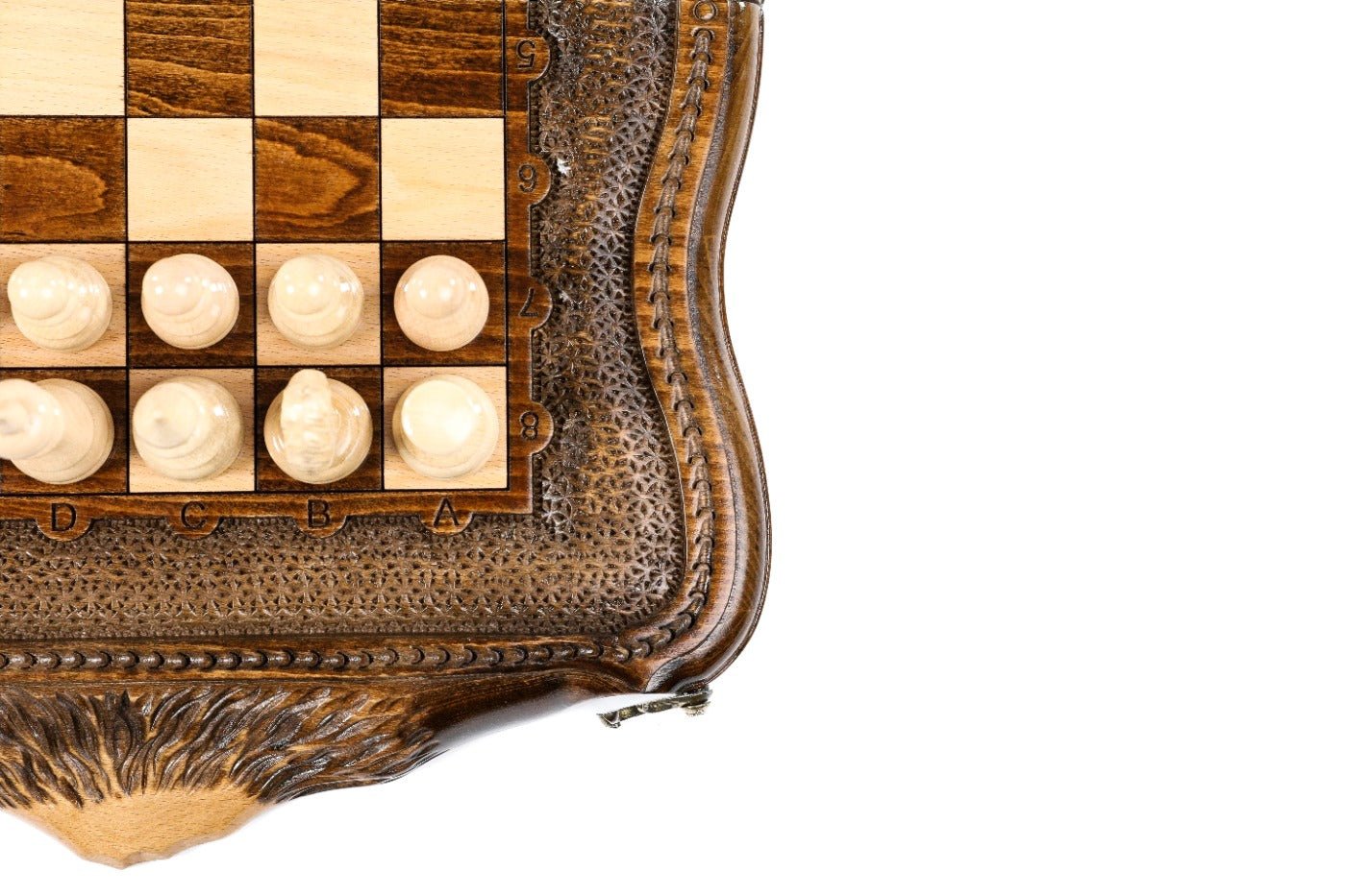 Wooden Carved Style Chess Set & Backgammon Board 40 cm | 15.6" - Unumperfectus