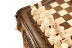 Carved Style chess and backgammon set - angled view showing the craftsmanship