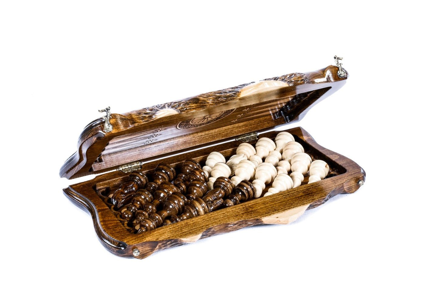 Handmade Chess Set & Backgammon Board - 40 cm | 15.6" - Unumperfectus