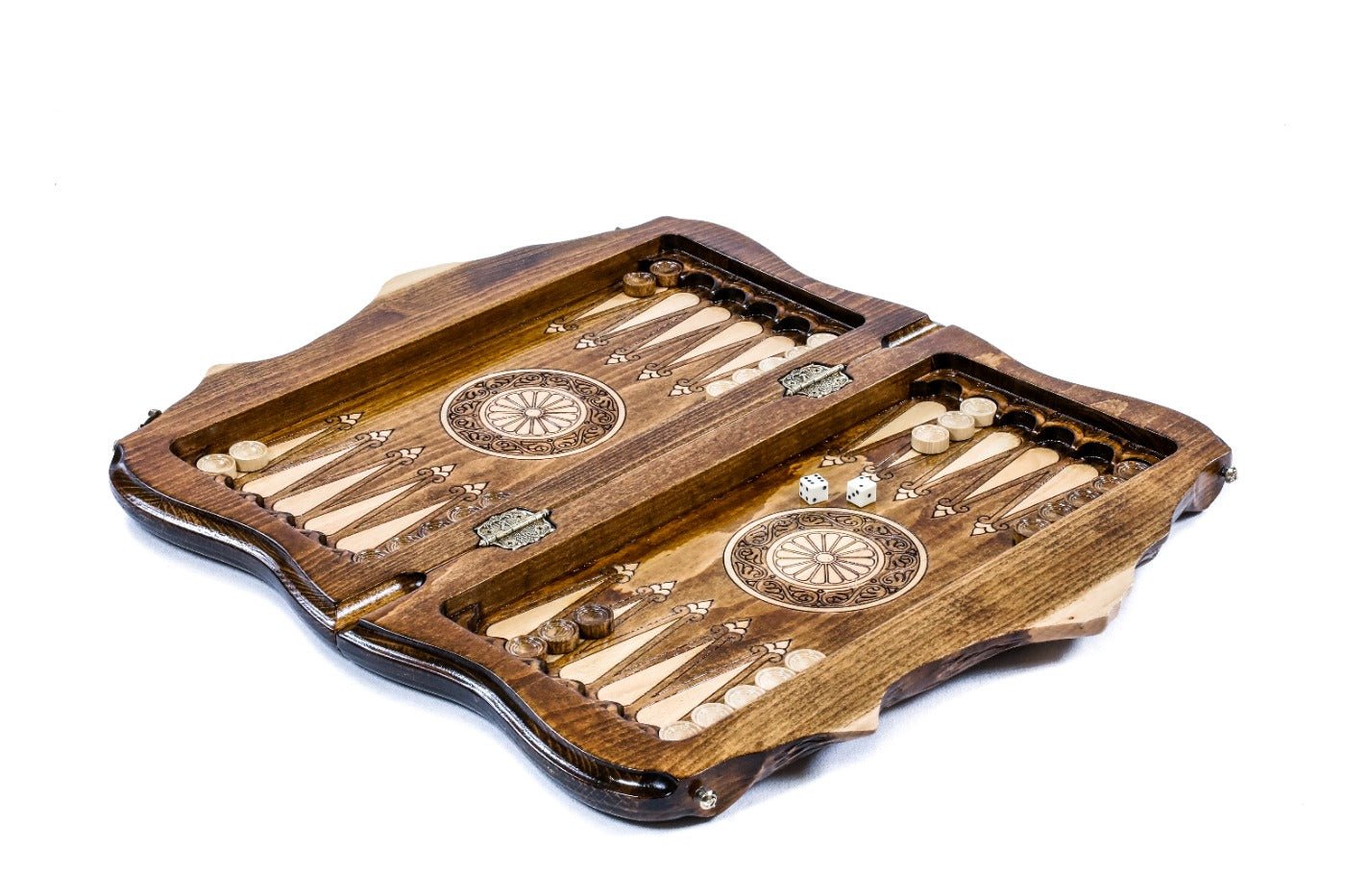 Premium luxury wooden chess set with Armenian Mount Ararat artistic outline