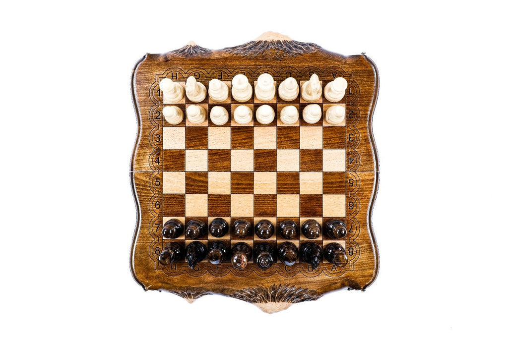 Handmade Chess Set & Backgammon Board - 40 cm | 15.6" - Unumperfectus