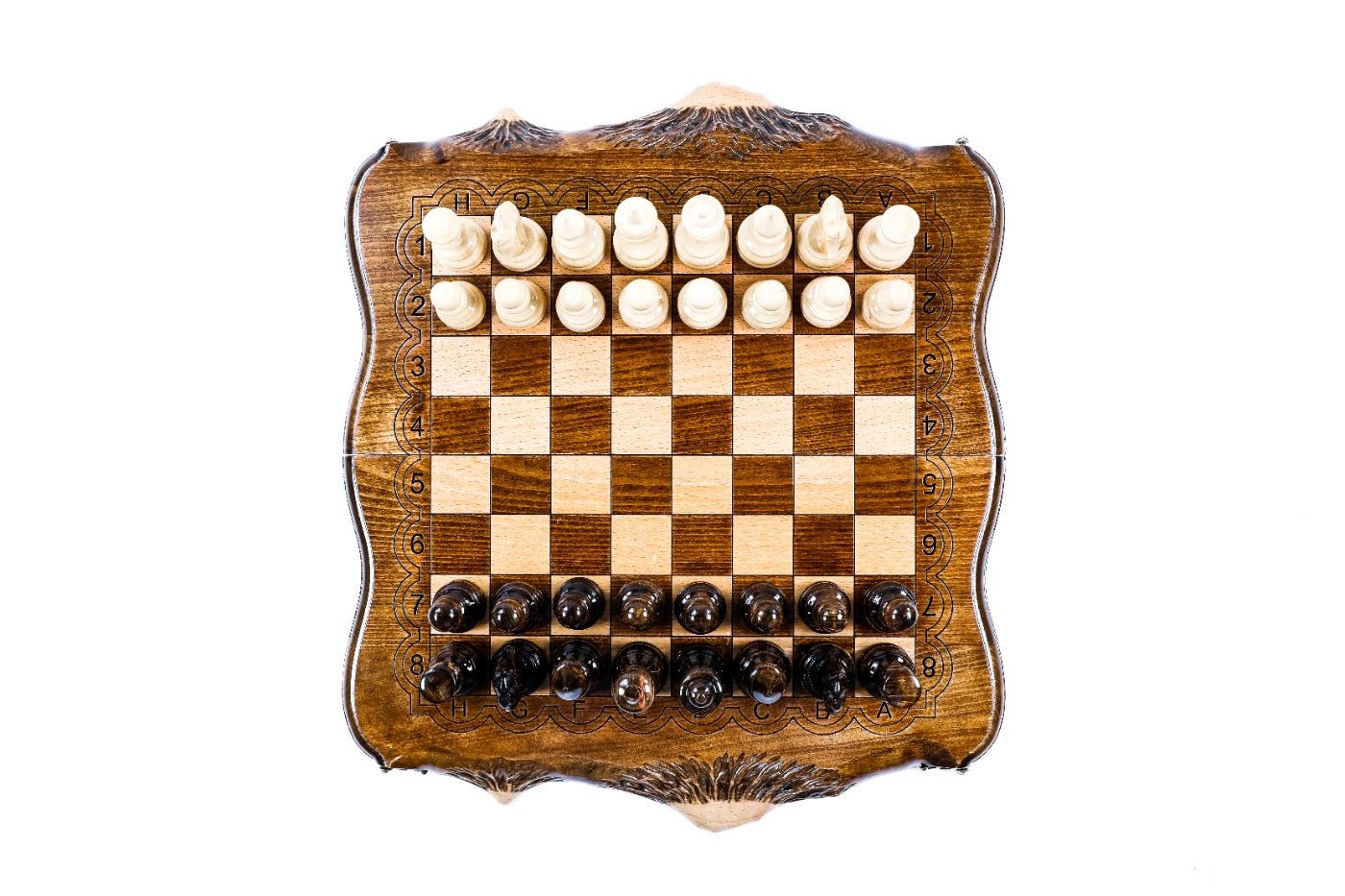 Handmade Chess Set & Backgammon Board - 40 cm | 15.6" - Unumperfectus