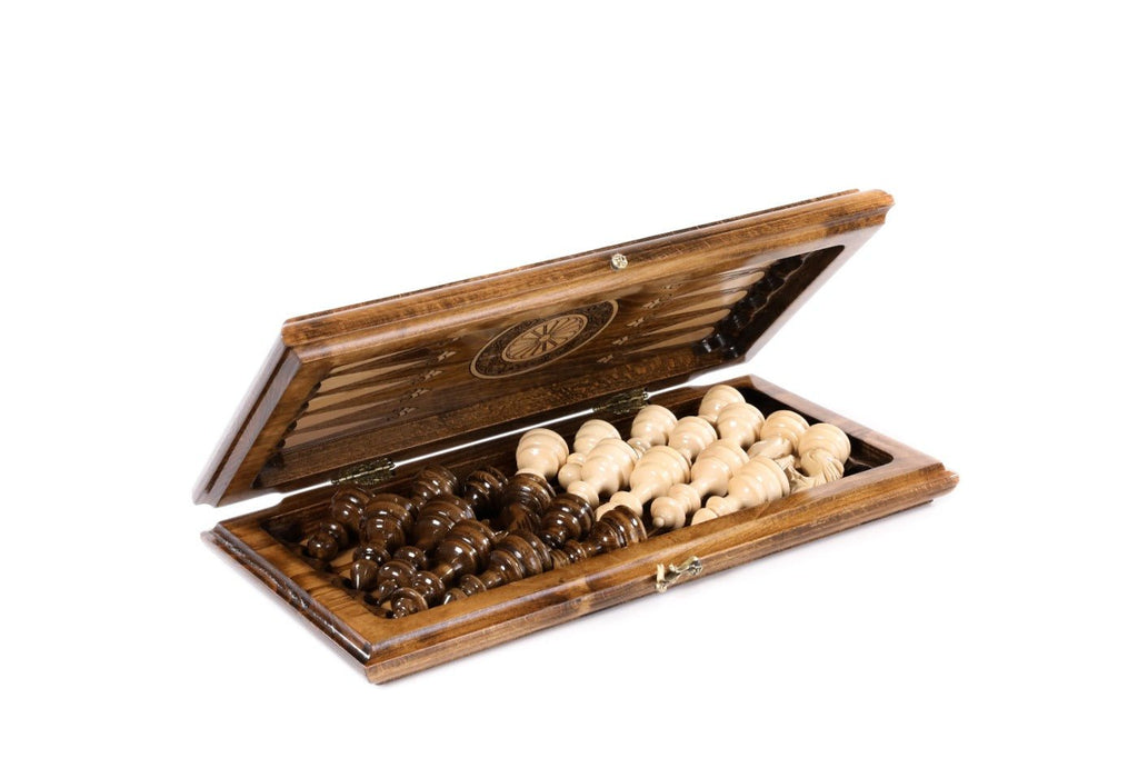 Wooden Carved Chess Set & Backgammon 40 cm | 15.6" - Unumperfectus