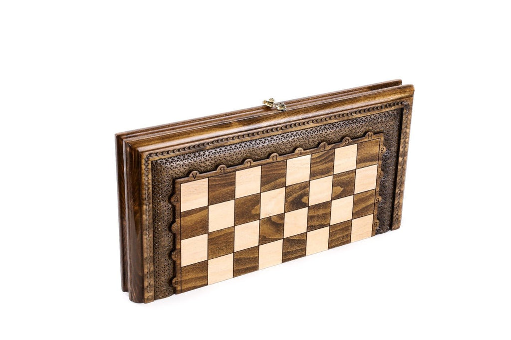 Wooden Carved Chess Set & Backgammon 40 cm | 15.6" - Unumperfectus