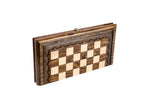 Carved chess and backgammon set - board surface detail