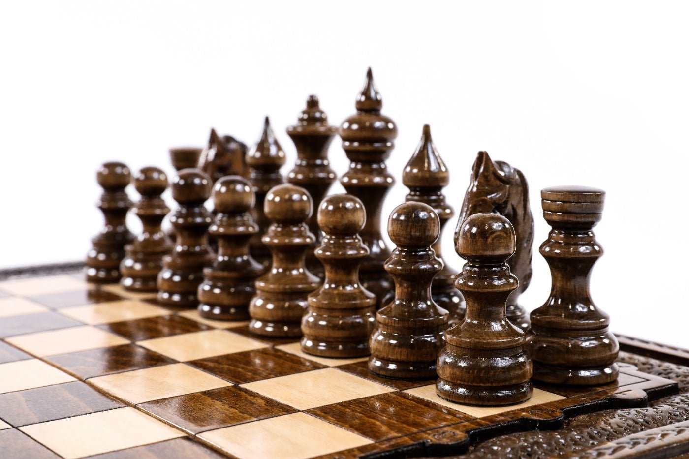 Wooden Carved Chess Set & Backgammon 40 cm | 15.6" - Unumperfectus