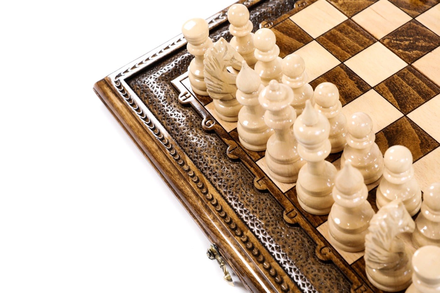 Wooden Carved Chess Set & Backgammon 40 cm | 15.6" - Unumperfectus