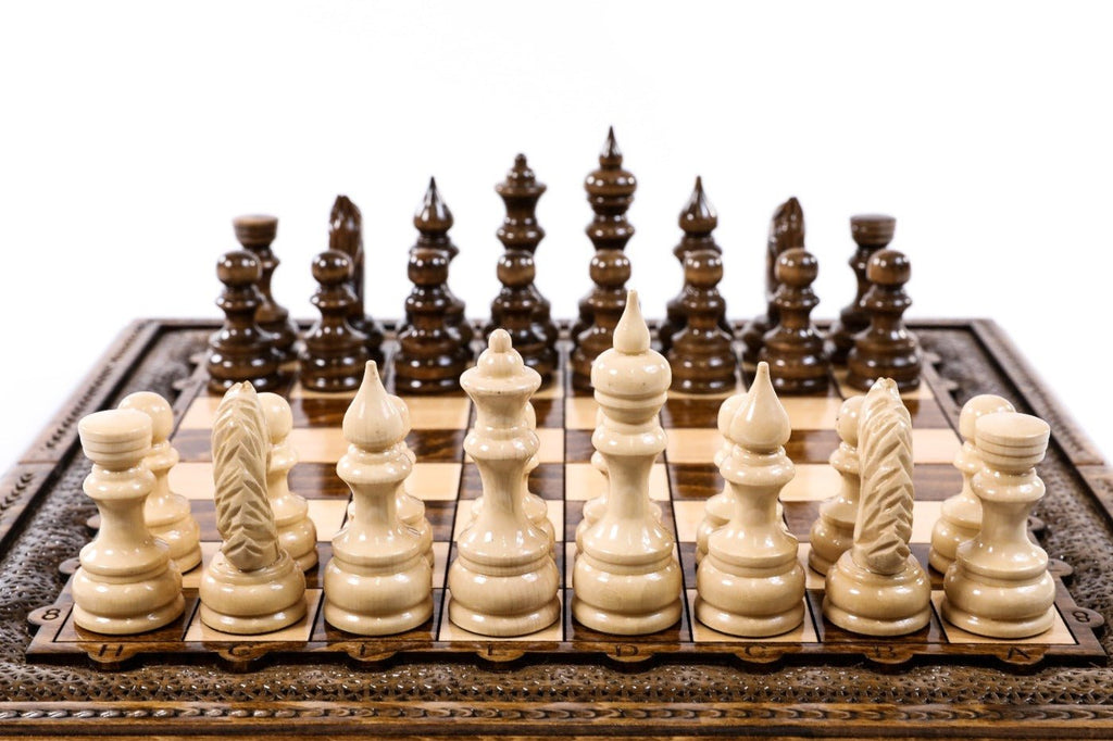 Wooden Carved Chess Set & Backgammon 40 cm | 15.6" - Unumperfectus