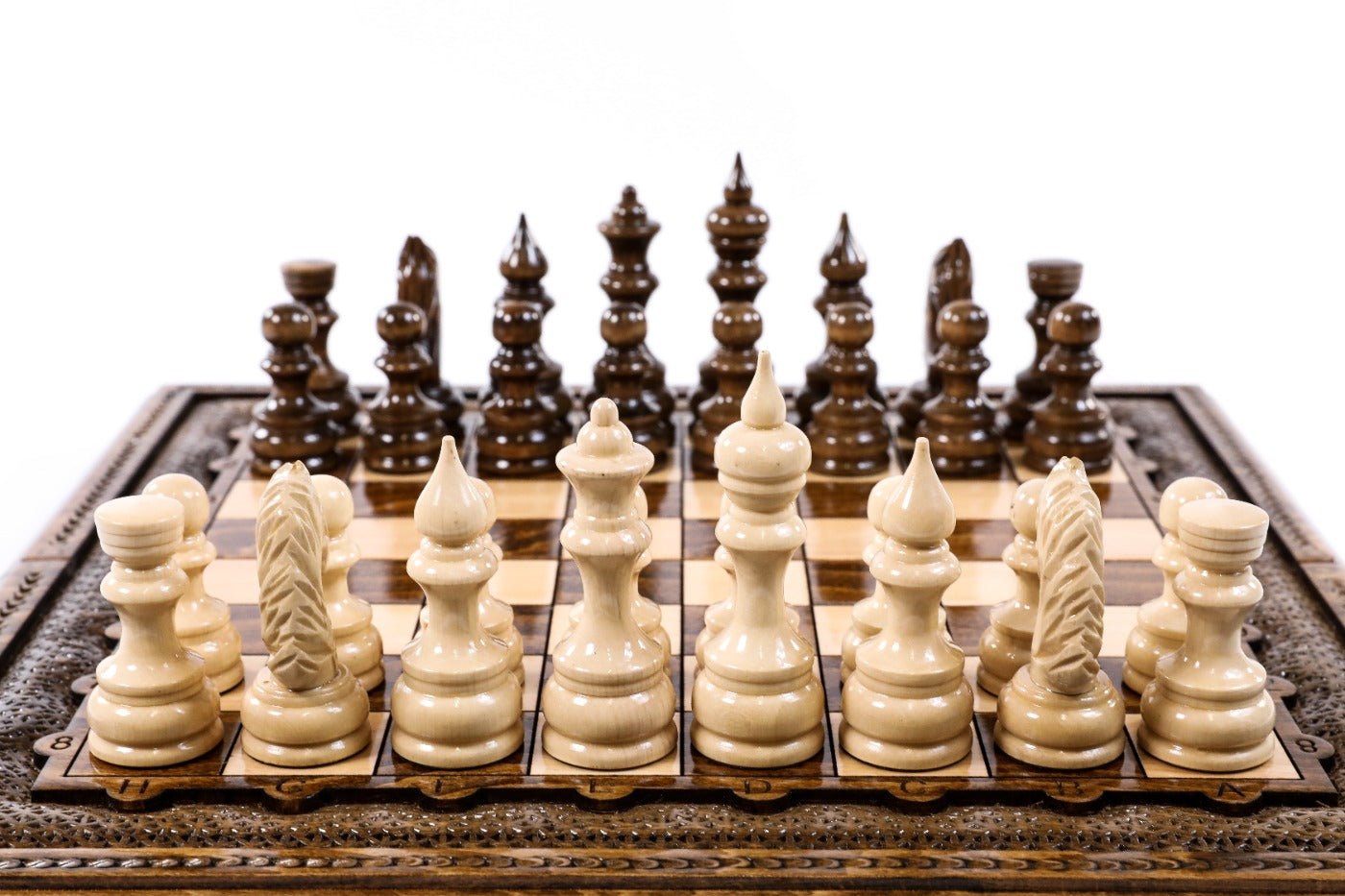 Wooden Carved Chess Set & Backgammon 40 cm | 15.6" - Unumperfectus