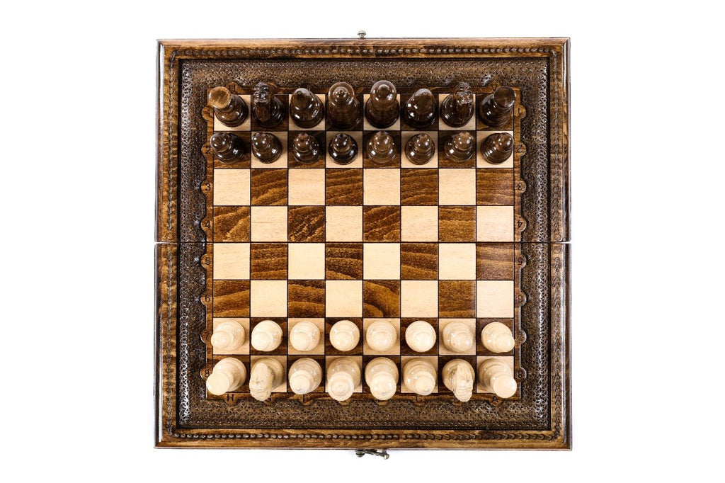 Wooden Carved Chess Set & Backgammon 40 cm | 15.6" - Unumperfectus