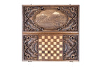 Mount Ararat Complex Peaks backgammon board - corner detail of the board