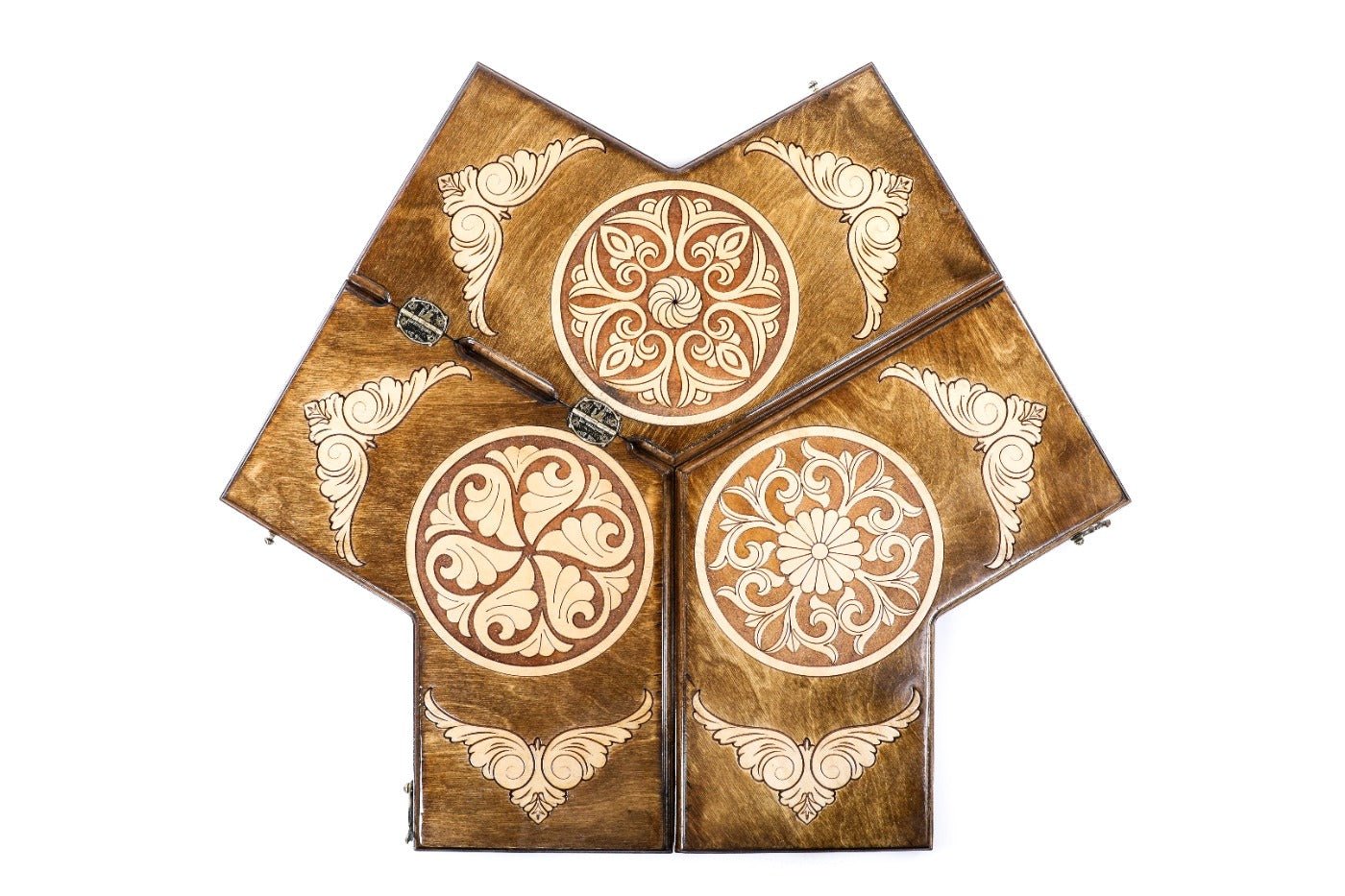 Wooden backgammon board for three players 15.7 inch