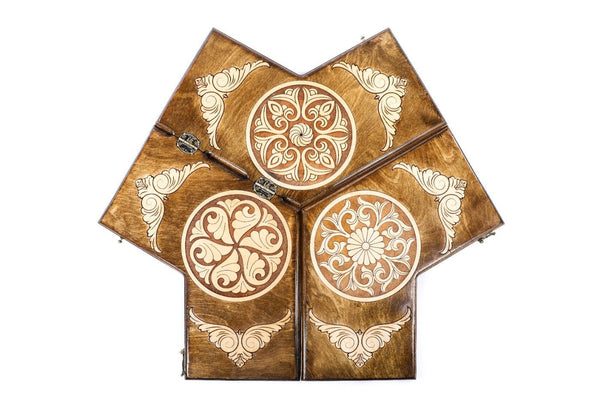 Wooden backgammon board for three players 15.7 inch